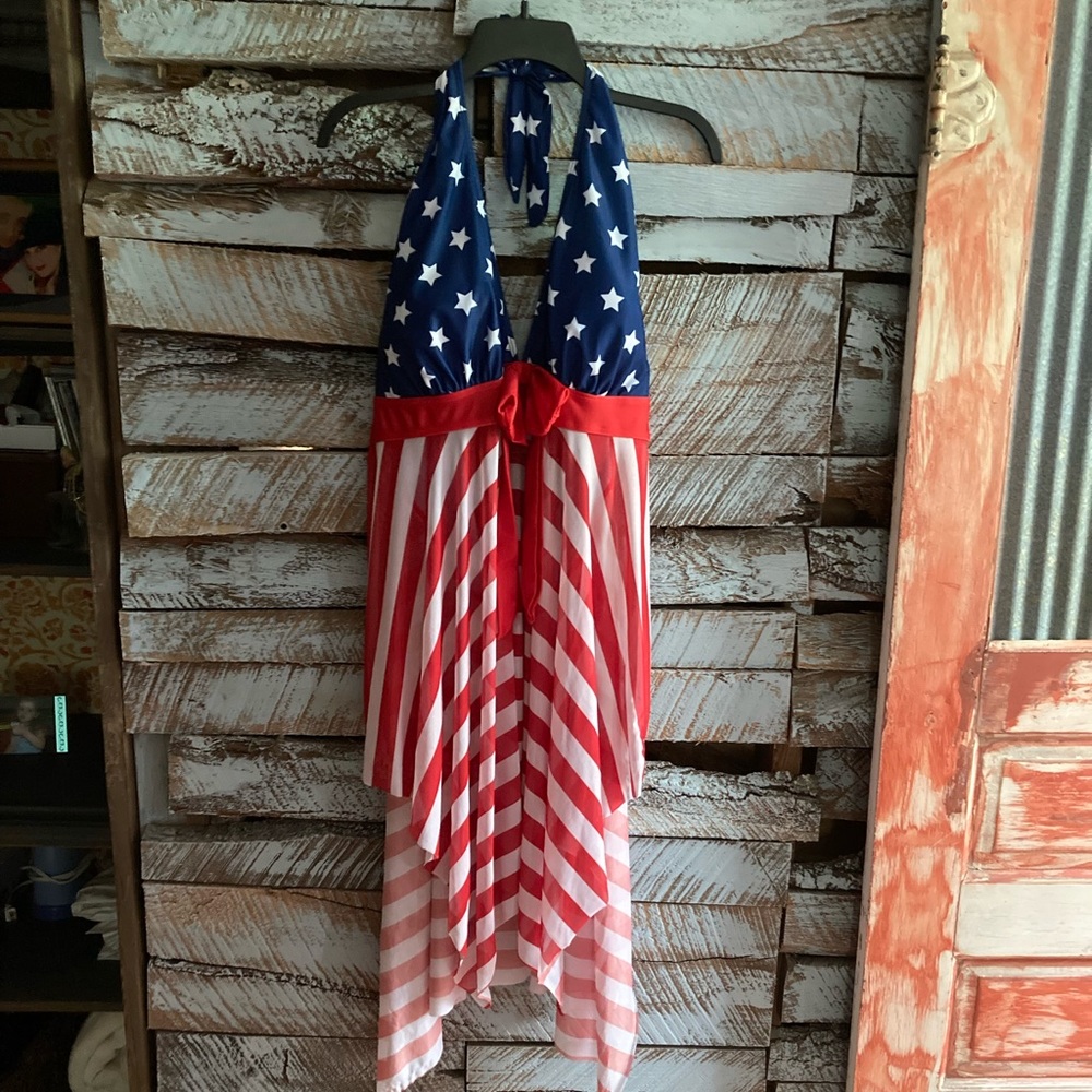 American Flag bathing suit cover up
